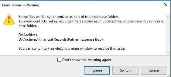 warning popup