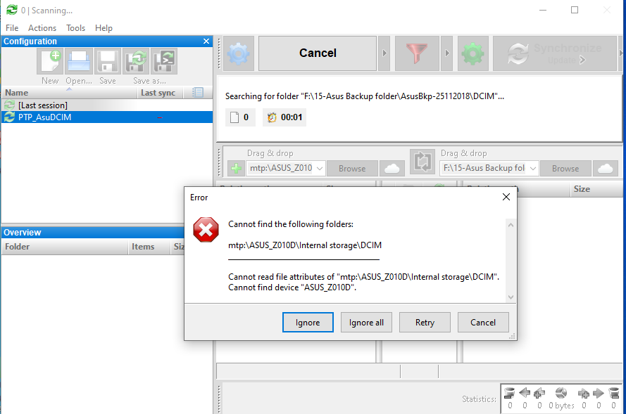 Error while I use "Photo Transfer" Mode  script in MTP mode