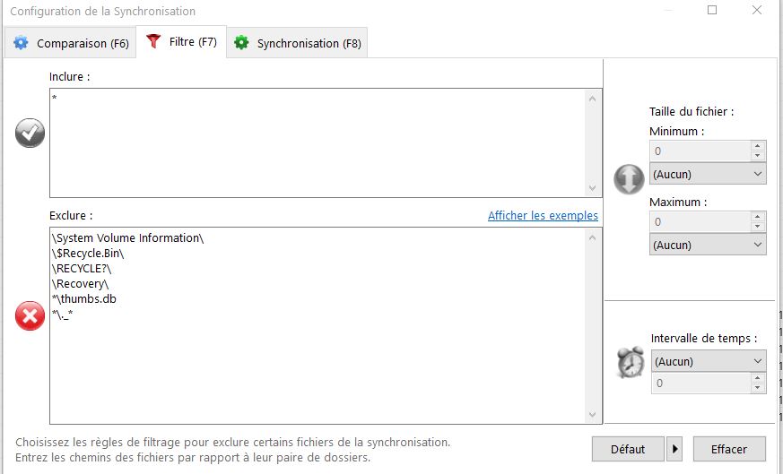 Filter configuration