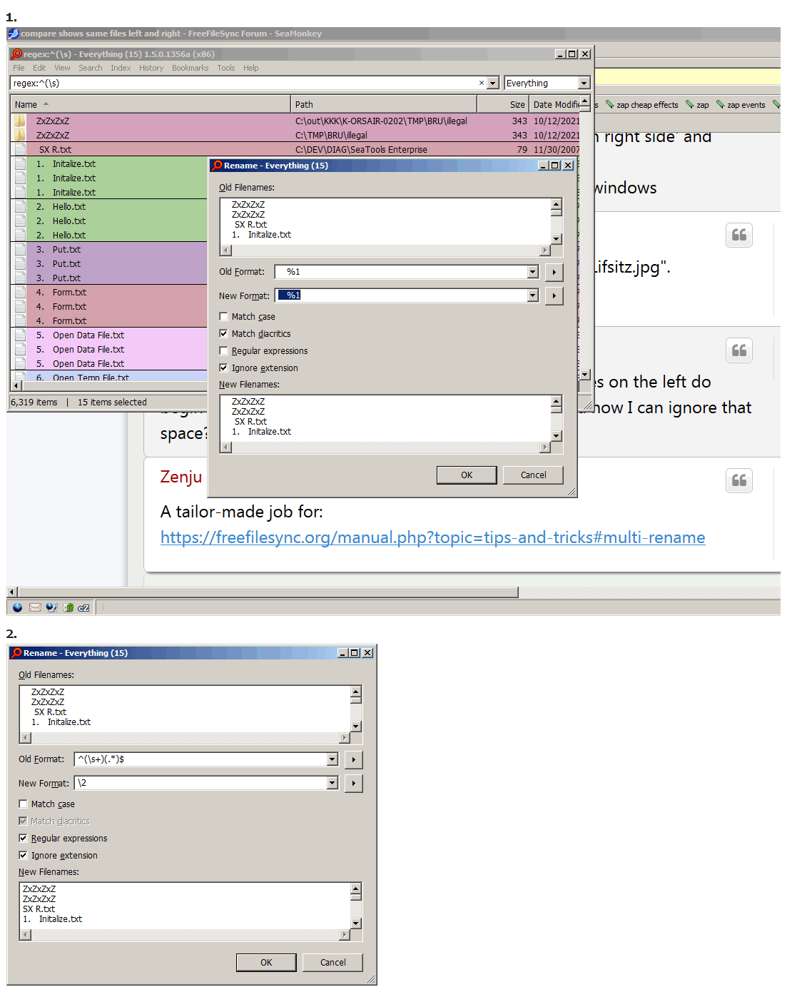 Everything remove opening spaces from file name.png
