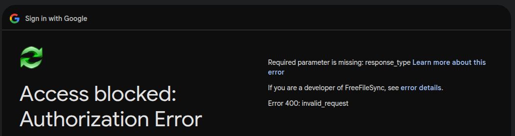 Access blocked: Authorization Error 400: invalid_request; <br />- Request details: flowName=GeneralOAuthFlow