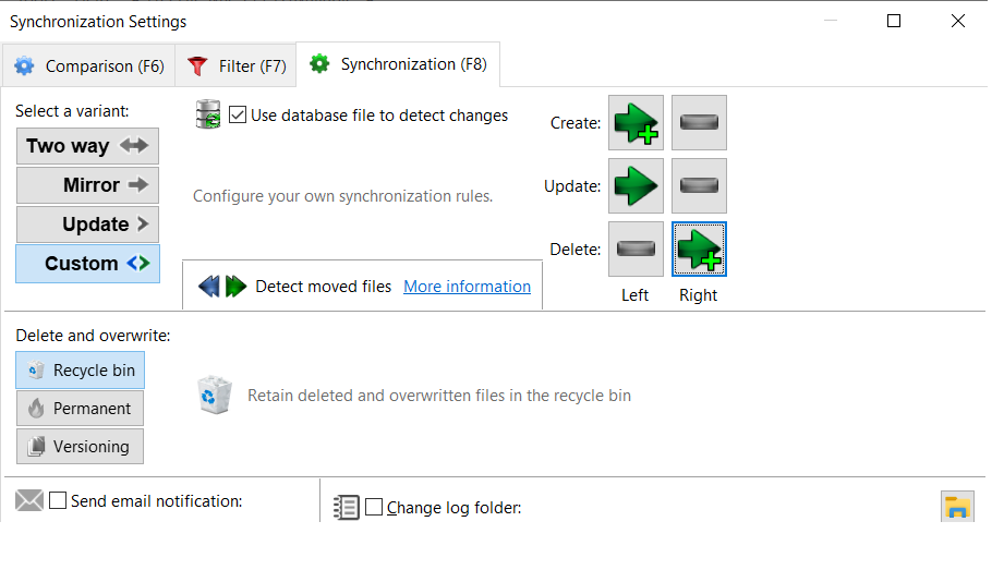 Screenshot example of change