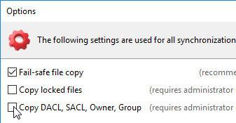 freefilesync ntfs permissions